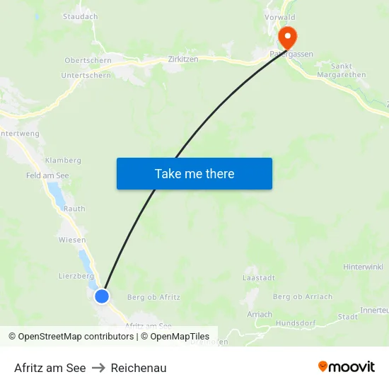 Afritz am See to Reichenau map