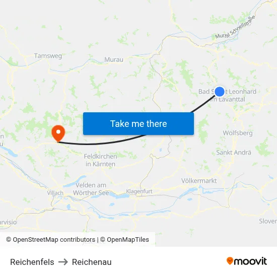 Reichenfels to Reichenau map