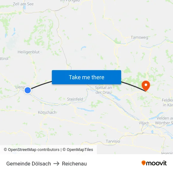 Gemeinde Dölsach to Reichenau map
