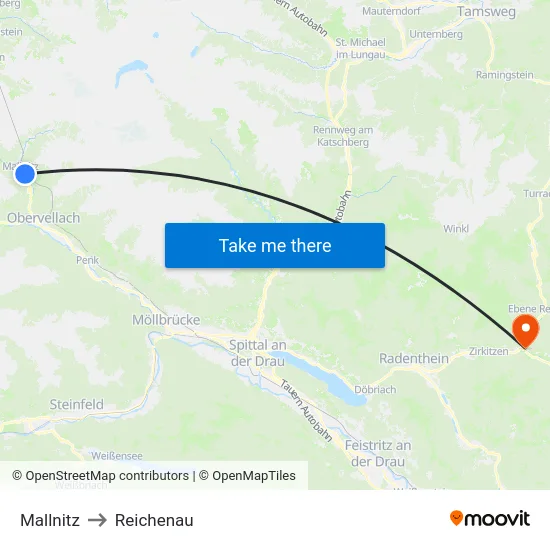 Mallnitz to Reichenau map