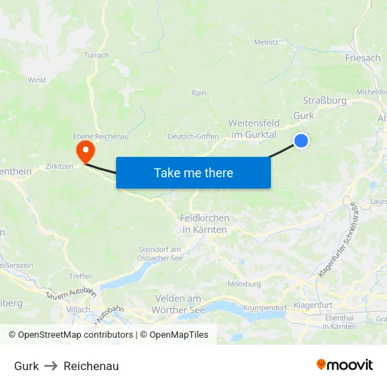 Gurk to Reichenau map