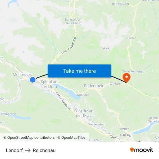 Lendorf to Reichenau map