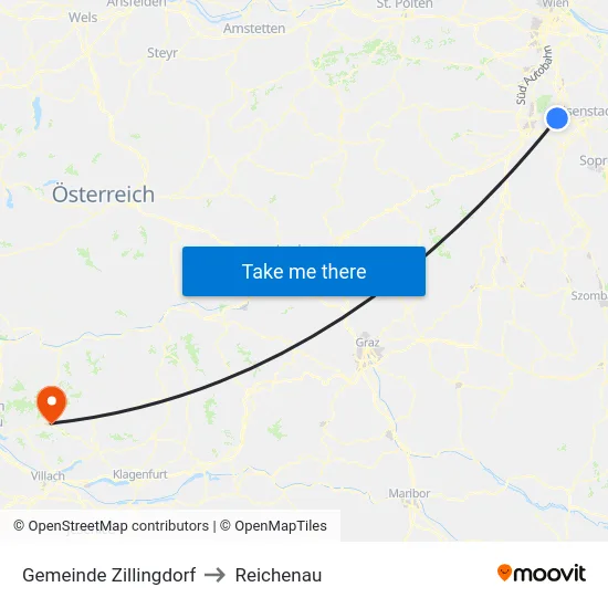 Gemeinde Zillingdorf to Reichenau map