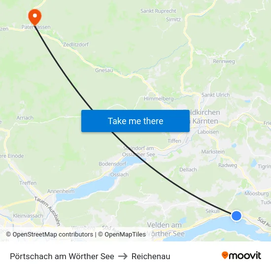 Pörtschach am Wörther See to Reichenau map
