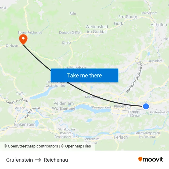 Grafenstein to Reichenau map