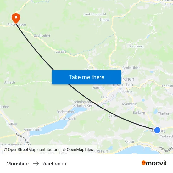 Moosburg to Reichenau map