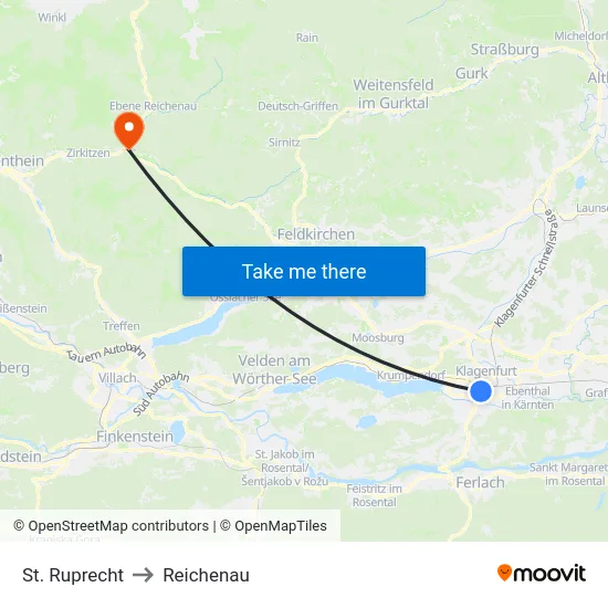 St. Ruprecht to Reichenau map