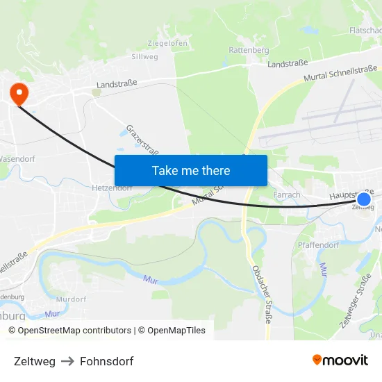 Zeltweg to Fohnsdorf map