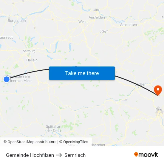Gemeinde Hochfilzen to Semriach map