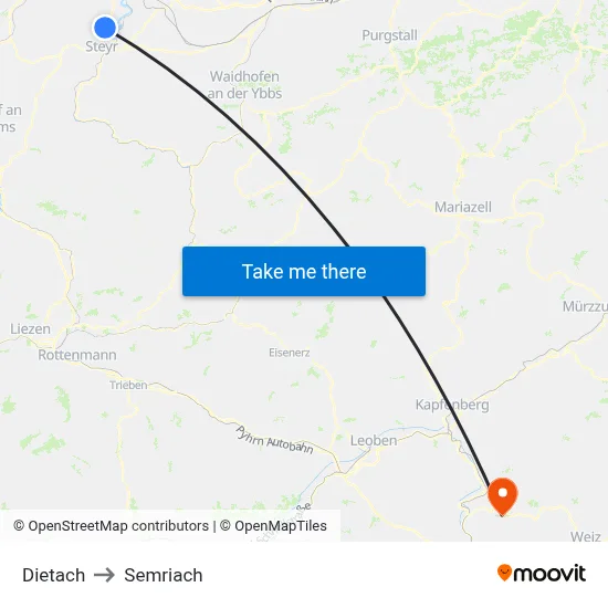 Dietach to Semriach map