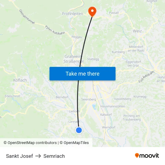 Sankt Josef to Semriach map