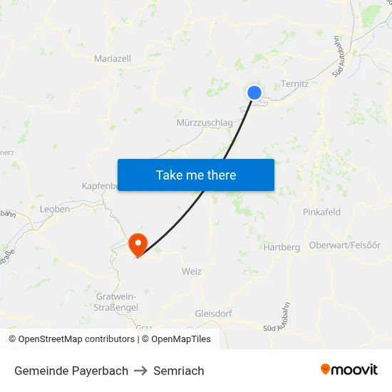 Gemeinde Payerbach to Semriach map