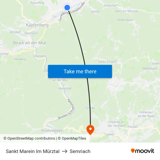 Sankt Marein Im Mürztal to Semriach map