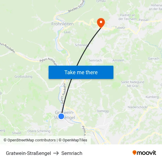 Gratwein-Straßengel to Semriach map