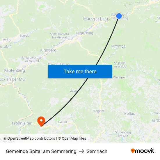 Gemeinde Spital am Semmering to Semriach map