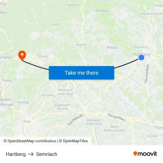 Hartberg to Semriach map