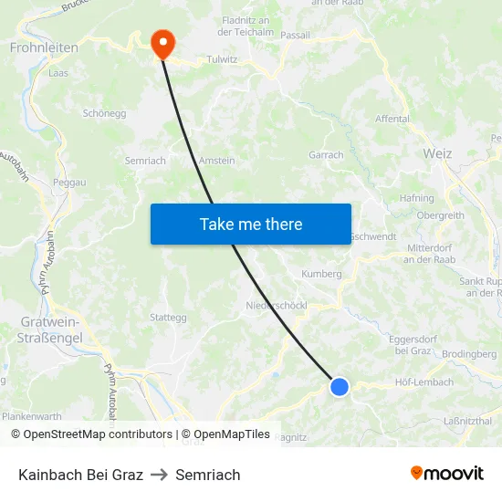 Kainbach Bei Graz to Semriach map