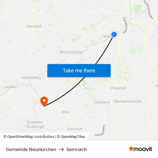 Gemeinde Neunkirchen to Semriach map