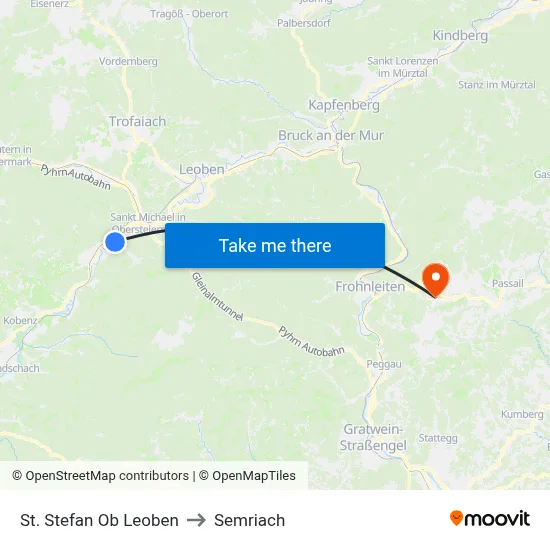 St. Stefan Ob Leoben to Semriach map