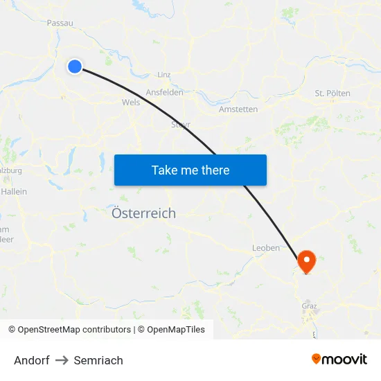 Andorf to Semriach map