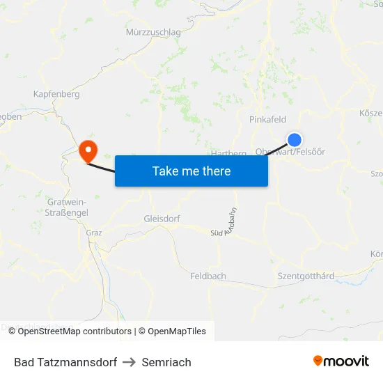 Bad Tatzmannsdorf to Semriach map
