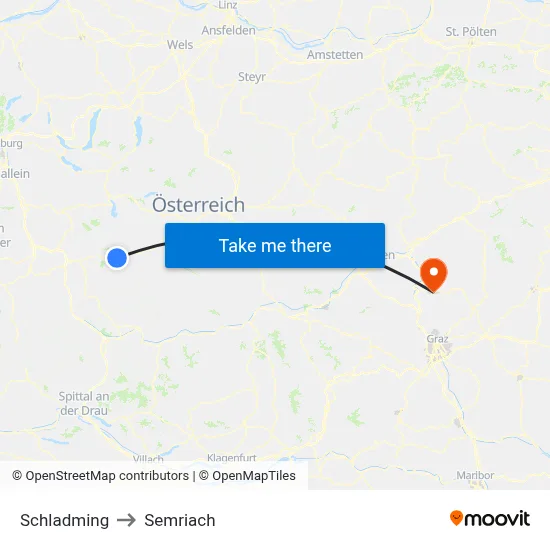 Schladming to Semriach map