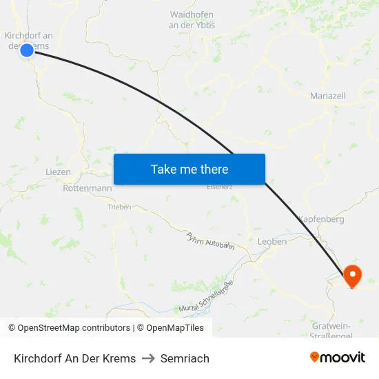 Kirchdorf An Der Krems to Semriach map