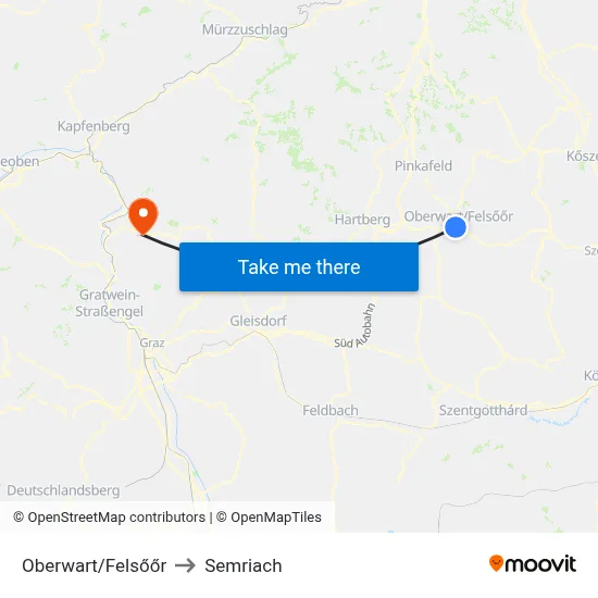 Oberwart/Felsőőr to Semriach map