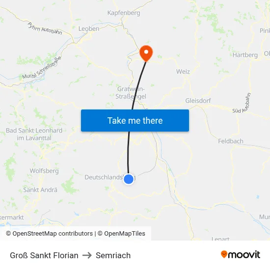 Groß Sankt Florian to Semriach map