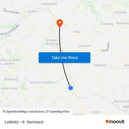 Leibnitz to Semriach map