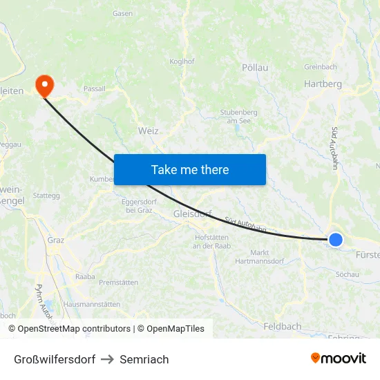 Großwilfersdorf to Semriach map