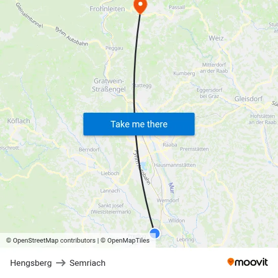 Hengsberg to Semriach map