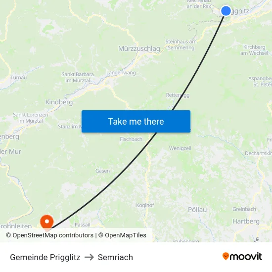Gemeinde Prigglitz to Semriach map
