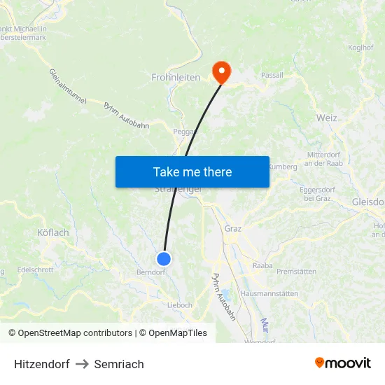 Hitzendorf to Semriach map