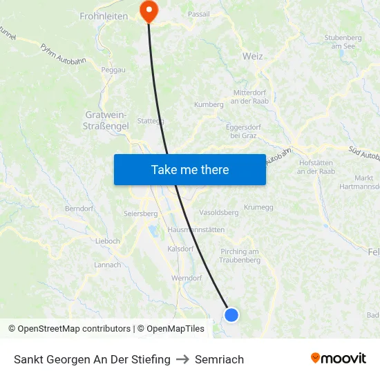 Sankt Georgen An Der Stiefing to Semriach map