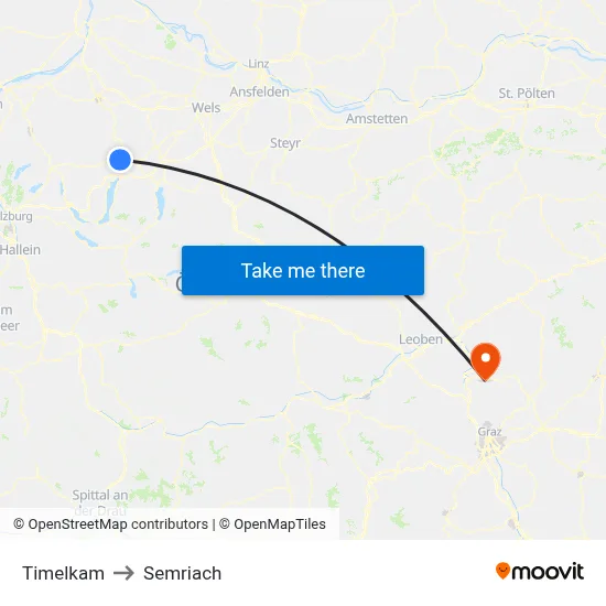 Timelkam to Semriach map
