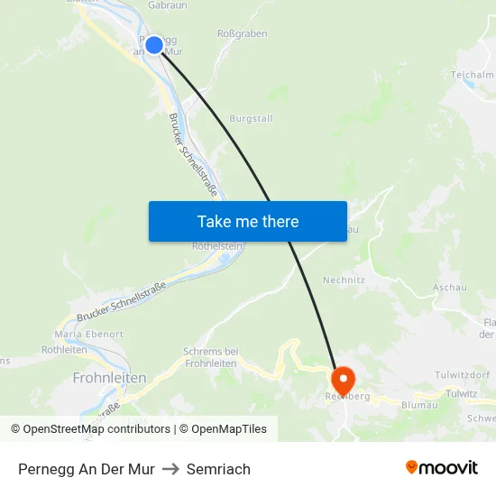 Pernegg An Der Mur to Semriach map