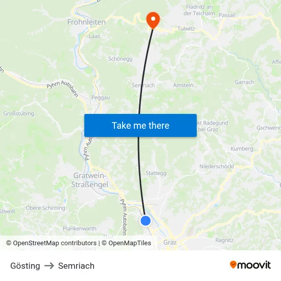 Gösting to Semriach map