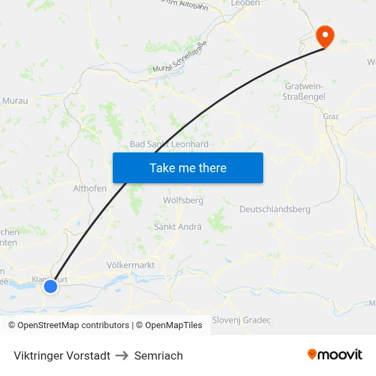 Viktringer Vorstadt to Semriach map