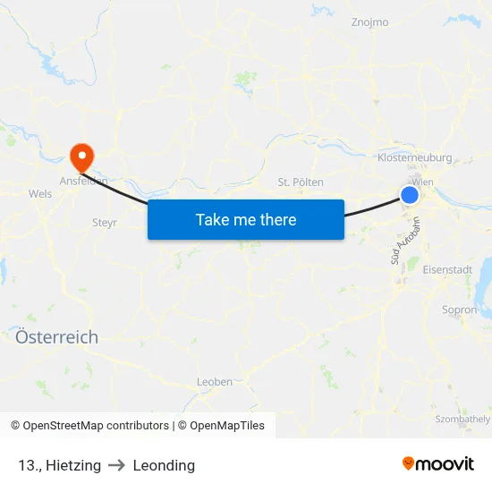 13., Hietzing to Leonding map