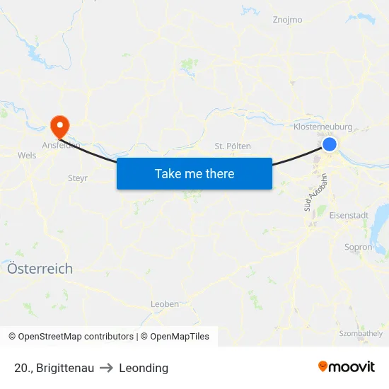 20., Brigittenau to Leonding map