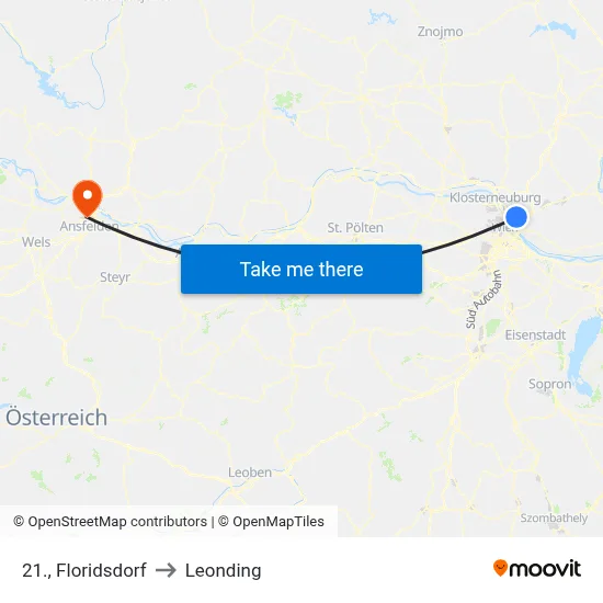 21., Floridsdorf to Leonding map