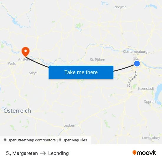 5., Margareten to Leonding map