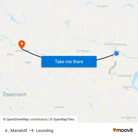 6., Mariahilf to Leonding map