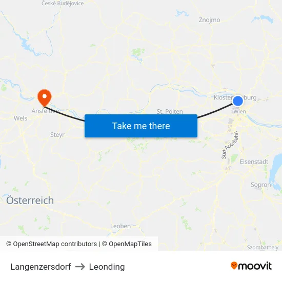 Langenzersdorf to Leonding map