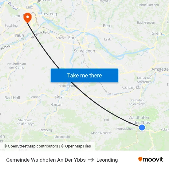 Gemeinde Waidhofen An Der Ybbs to Leonding map