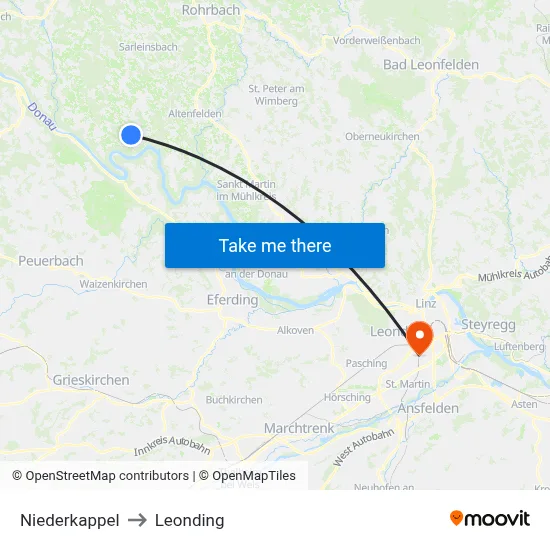 Niederkappel to Leonding map