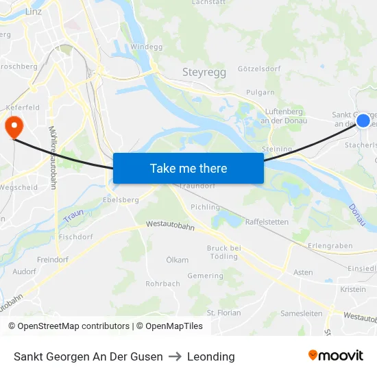 Sankt Georgen An Der Gusen to Leonding map