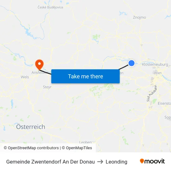 Gemeinde Zwentendorf An Der Donau to Leonding map