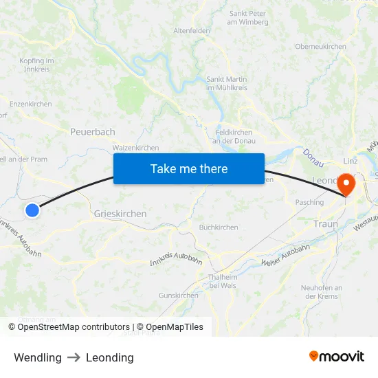 Wendling to Leonding map